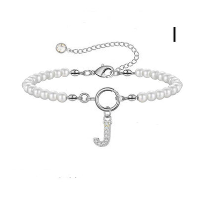2024 Nytt Mode Toggle Lock Initial Armband Kvinnor AZ Bokstav Hänge 6mm Pärlarmband För Kvinnor Smycken Gåva