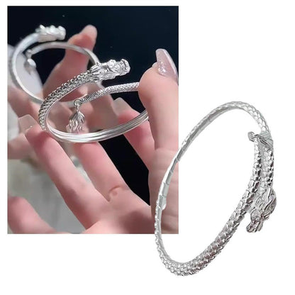 2024 Trendigt Magiskt Drake Som Viftar Med Sin Svans Kinesisk Stil Män Och Kvinnor Par Justerbart Armband Nytt Populärt Relief Drakesvans Armband Punk Smycken