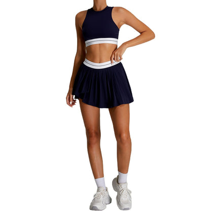 Women's Tennis Set - Quick-Dry Pleated Athletic Skirt