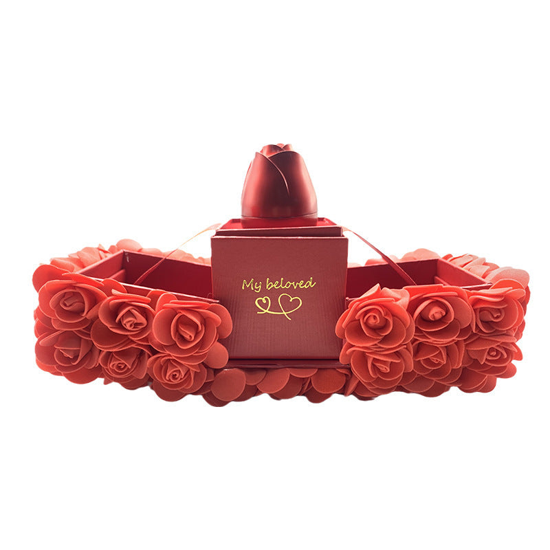 Saint Valentin Cadeau Savon Rose Coffret Cadeau Cristal Pendentif Collier Fleur Éternelle Coffret À Bijoux Cadeau D'anniversaire De Mariage Pour Petite Amie