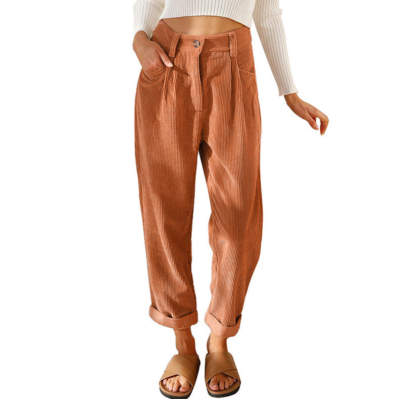Baggy Corduroy Straight Pants Oversized Spodnie Elegant Trousers New Broek Women Causal Spring Fall High Wasit Pantalones