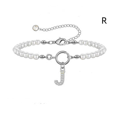 2024 Nytt Mode Toggle Lock Initial Armband Kvinnor AZ Bokstav Hänge 6mm Pärlarmband För Kvinnor Smycken Gåva