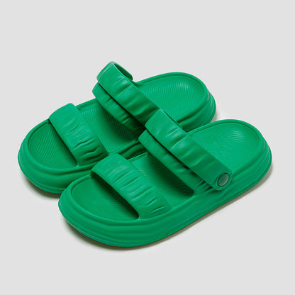 Qingchen Retro Folded Two Wears Bathroom Bathing Home Summer Anti Slip Slippers