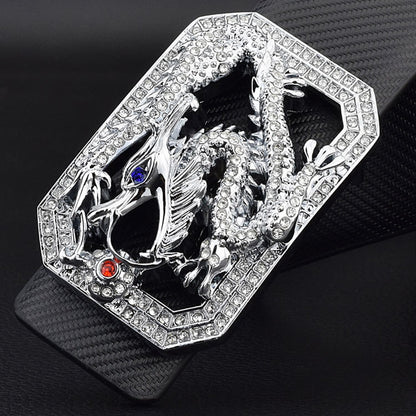 Men's Faucet Belt White Golden Smooth Buckle - Luxurious Flow