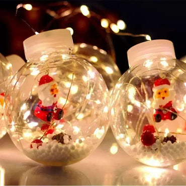 10ST LED-julgardinlampa Fairy Snowman Wishing Ball Lamp String Jul Fönsterdekoration Julljusrum