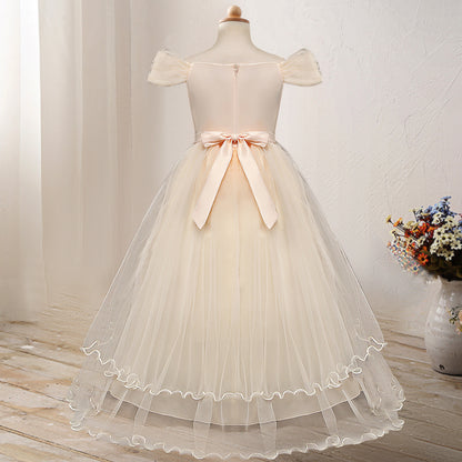 En-axel Princess Flower Dress Kostym