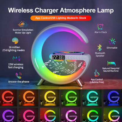 Lampe LED intelligente en forme de G, Bluetooth, chargeur sans fil, lampe d'ambiance, contrôle par application, pour la décoration de la chambre à coucher, nouvelle collection