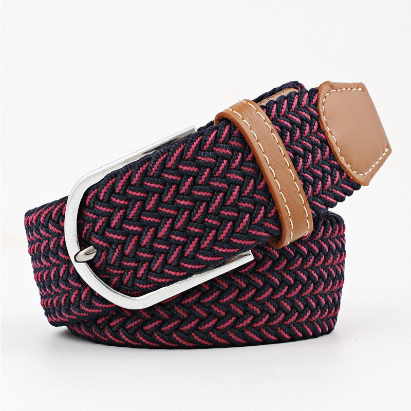 Women's Canvas Student Casual Stretch Braided Needle Buckle Belt - Youthful Confidence