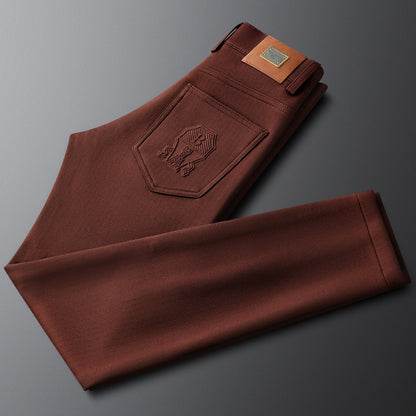 Autumn And Winter Khaki Fashion Casual Men's Simple Skinny Pants