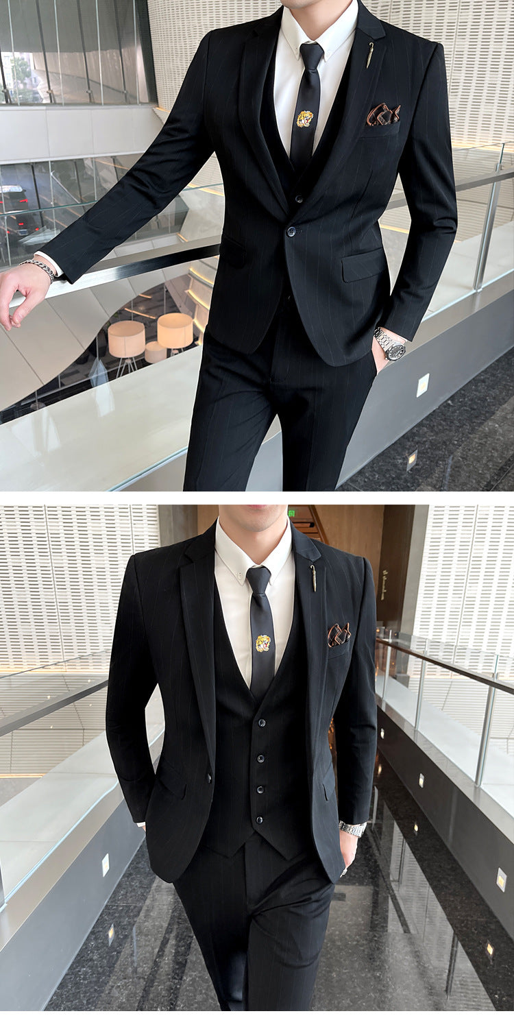 Striped Suit Men's Three-piece Suit