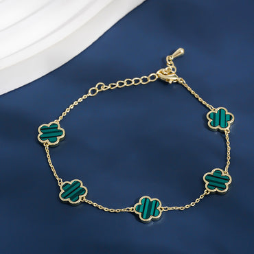 Äkta guldpläterat armband med fem kronblad för kvinnor