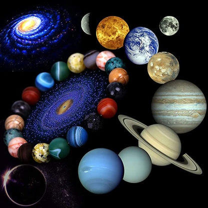 Solsystemet Åtta Sten Planet Armband Planeter Natursten Mala Pärla Strand Armband För Män Kvinnor Handgjort Universum Sol Chakra Armband Smycken