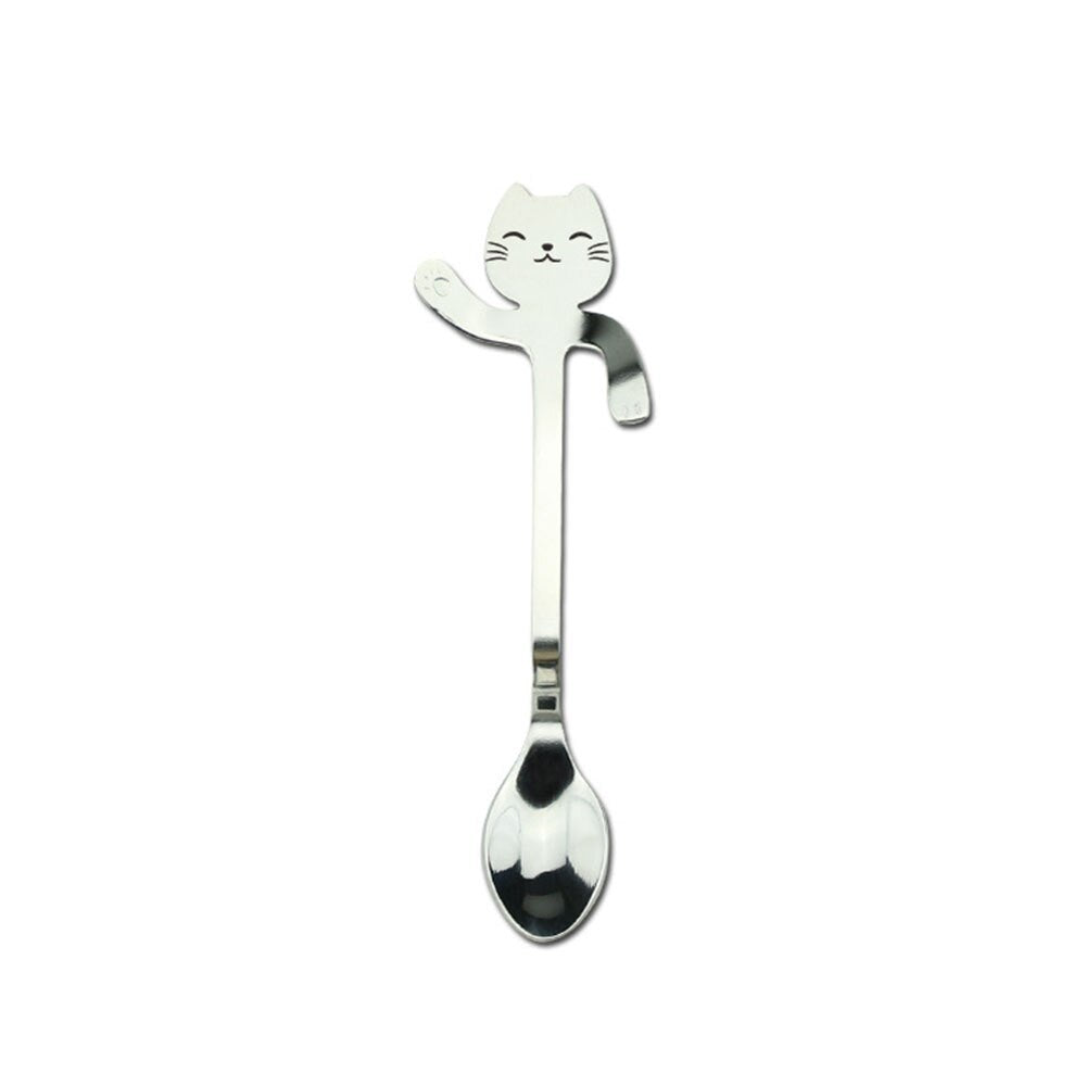 Cross-border 304 stainless steel spoon cartoon cat handle hanging coffee spoon