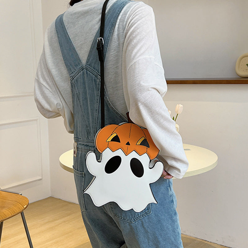 Halloween Shouder Väskor Kreativ 3D Cartoon Pumpa Ghost Design Söta väskor Kvinnor Mobiltelefonväskor Nyhet Personlig godis Crossbody-väskor