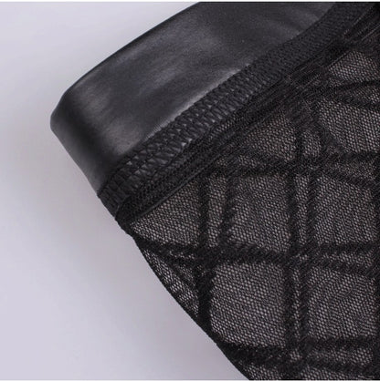 Tulle See-through Plaid Boxers For Men
