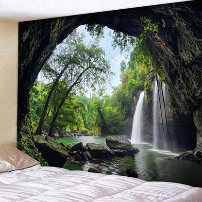 Belle grotte cascade impression mur Hippie tapisserie Polyester tissu décor à la maison tenture murale tapis cascade