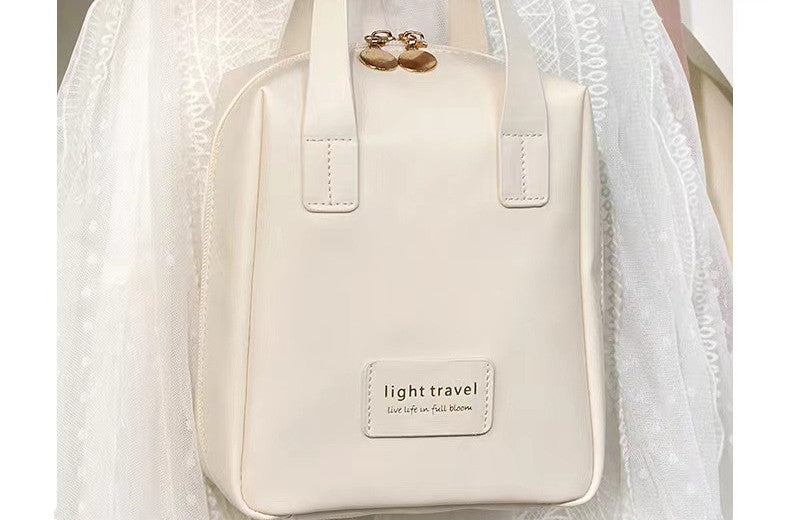 Sac à cosmétiques en cuir PU en forme de coquille, pochette de maquillage étanche avec lettres, sac multifonction à main, fourre-tout de maquillage, sacs de lavage de voyage