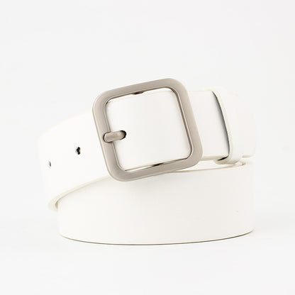 35cm Wide Retro Alloy Square Buckle Belt - Maximum Impact