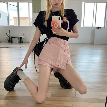 Solid Color Versatile High-waisted A-line Skirt For Women