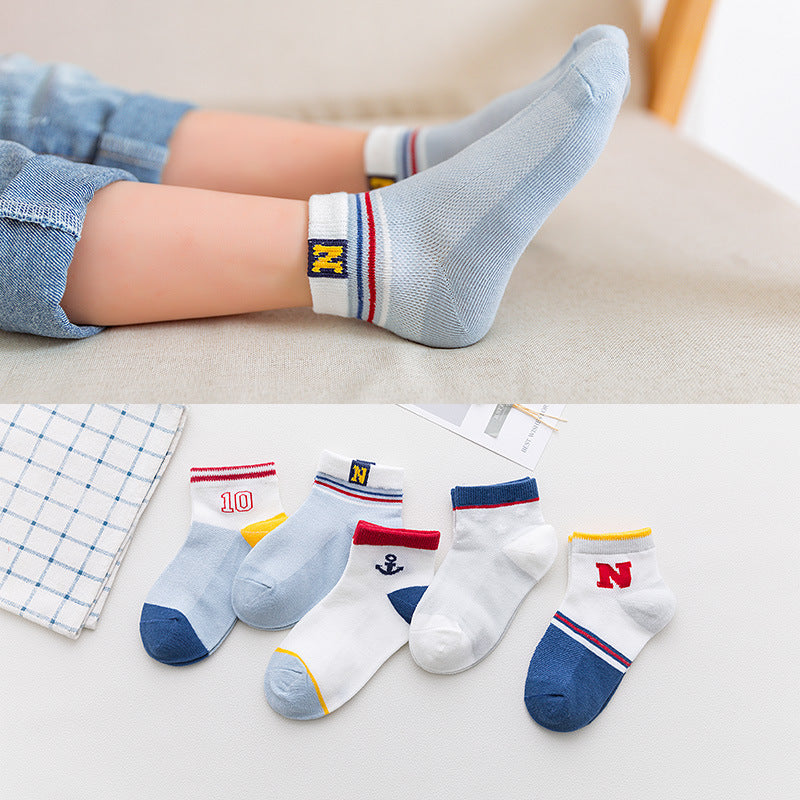 Mesh Children's Socks Cartoon Embroidered Children's Boat Socks Emoticons