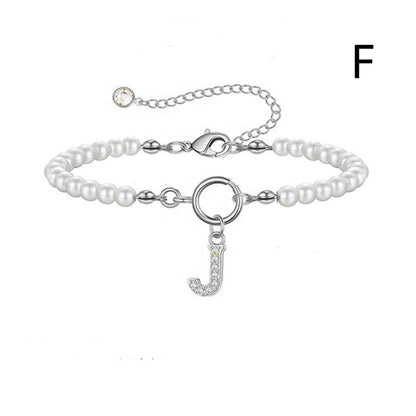 2024 Nytt Mode Toggle Lock Initial Armband Kvinnor AZ Bokstav Hänge 6mm Pärlarmband För Kvinnor Smycken Gåva