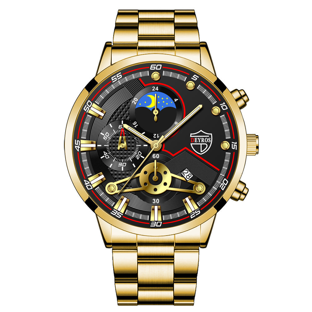 Mode Herr Kalender Armbandsur Affärs Quartz Klocka Studentklocka