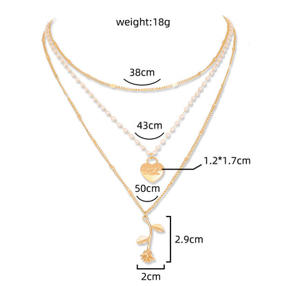 Personality, creativity, love, roses, lovers, multi-layer necklaces, women