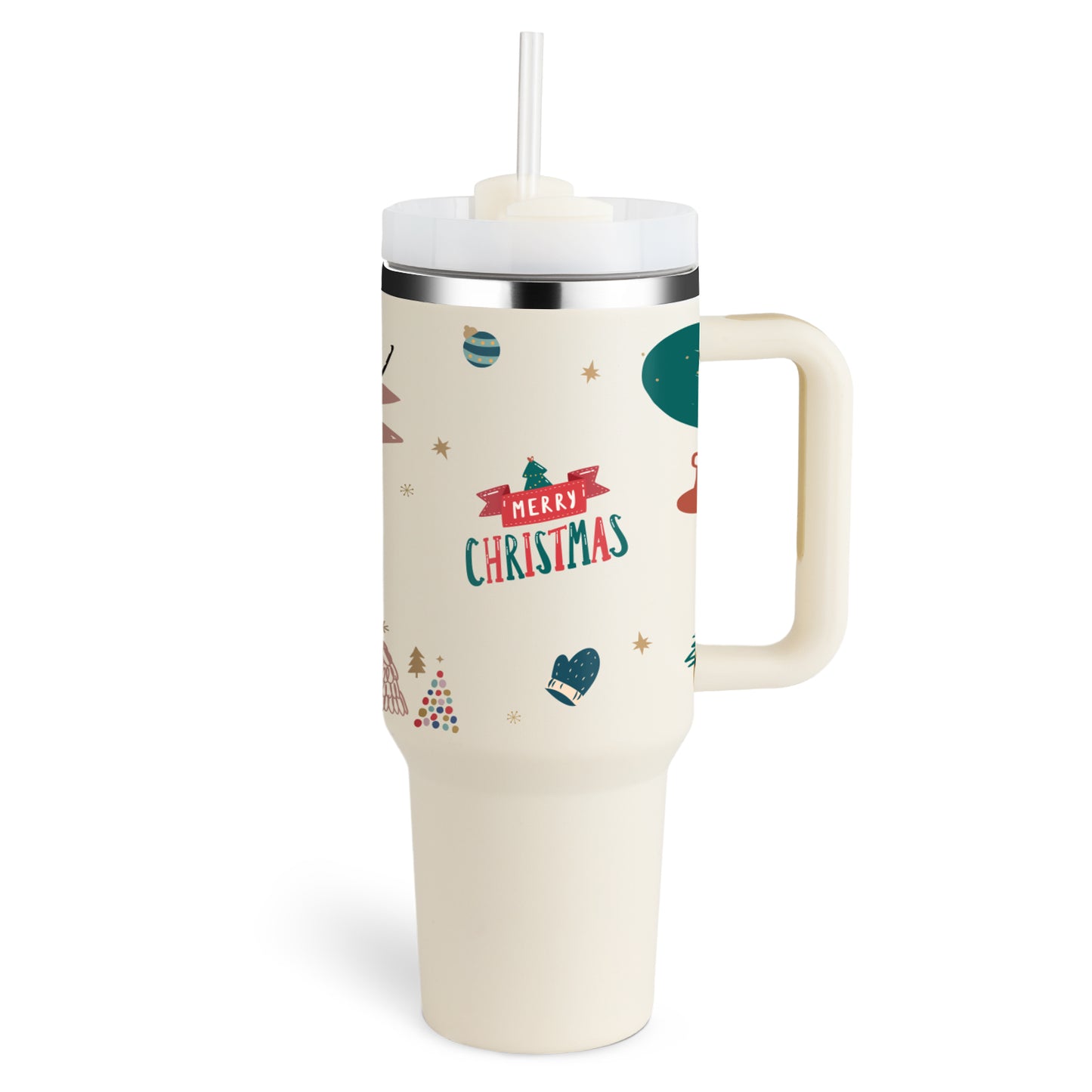 Tasse thermique de cadeau de saint valentin tasse d'isolation de café de paille de 40oz avec la poignée bouteille d'eau portative d'acier inoxydable de voiture tasse thermique sans BPA de voyage de grande capacité