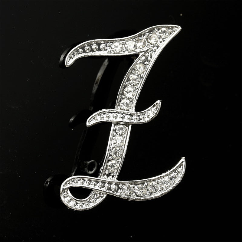 26 English Alphabet Brooches With Diamonds