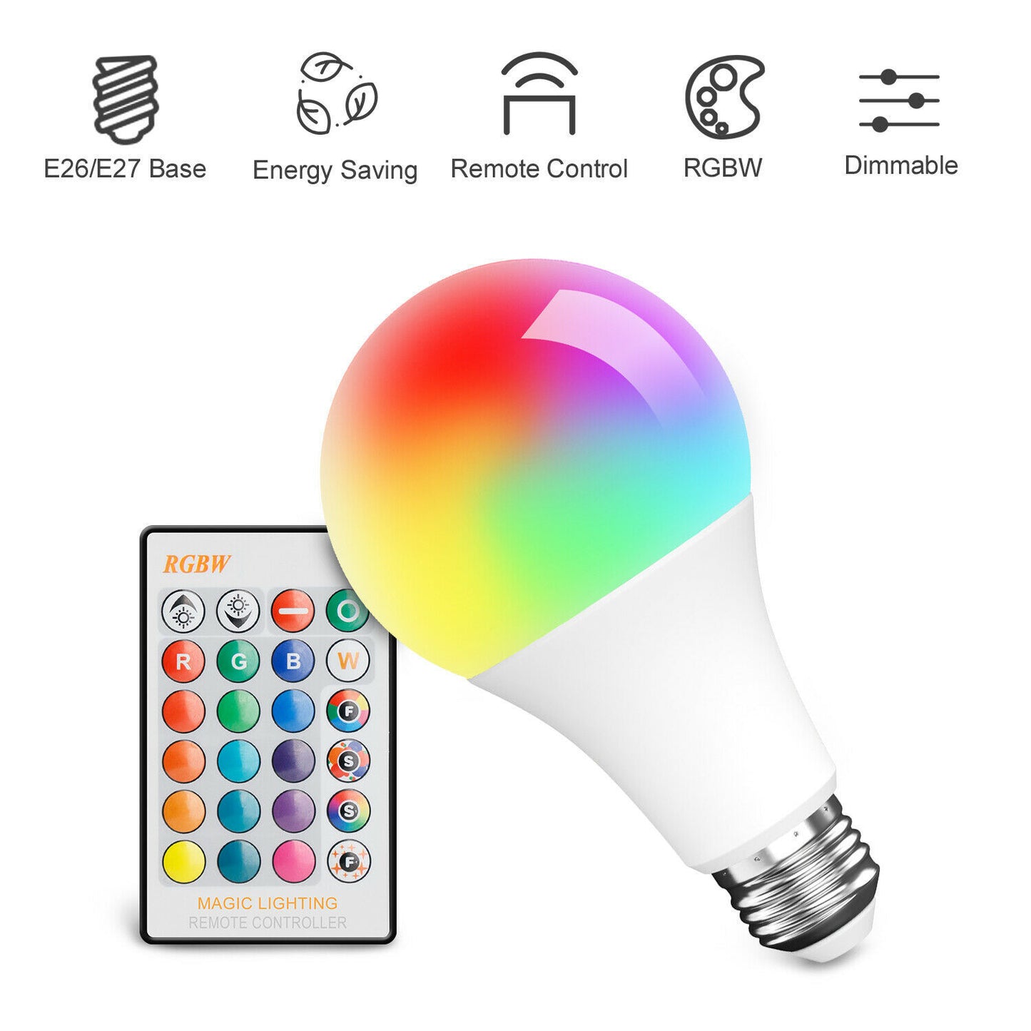 LED Light Bulb 15W RGB Smart Wireless Remote Dimmable Lamp Color Changing Smart WiFi LED Light Bulb Multi-Color For Alexa