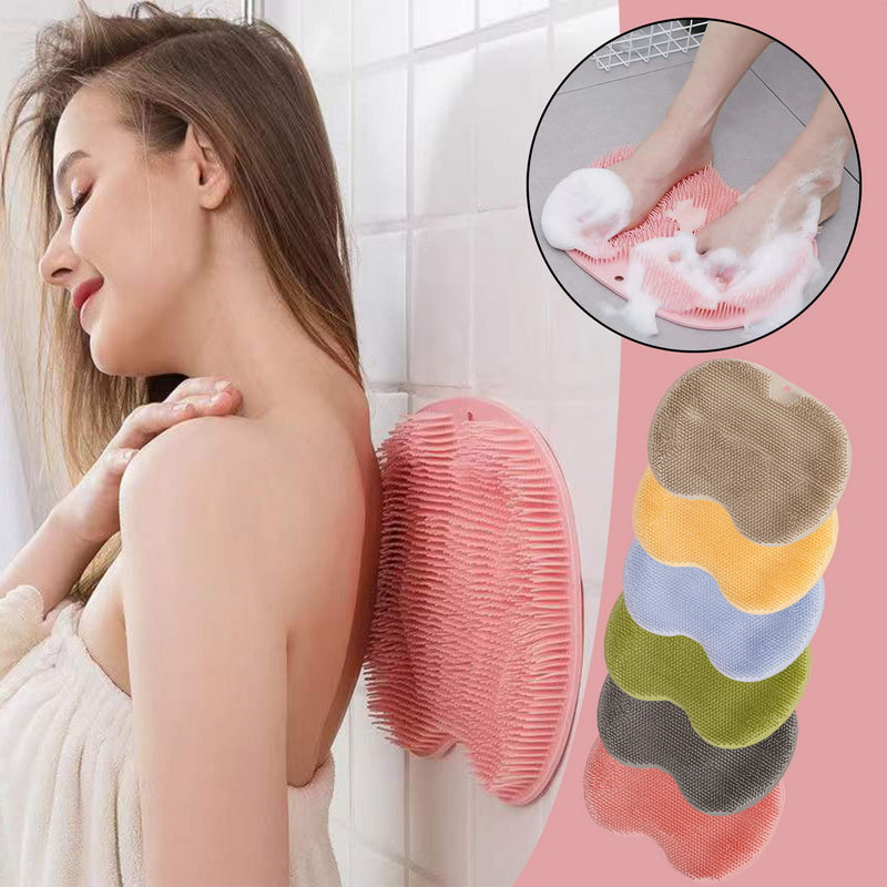 Brosse de bain de Massage, tapis de bain antidérapant, brosse de Massage du dos, ventouse en Silicone, tampon de frottement des pieds, outil de bain de nettoyage du corps