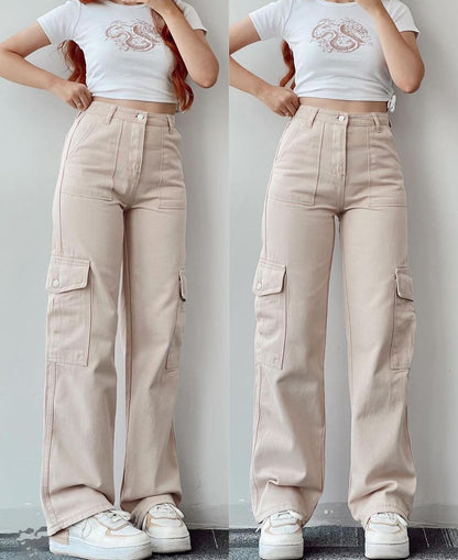 All-matching Casual Pants Three-dimensional Pocket Nipped Waist Trousers