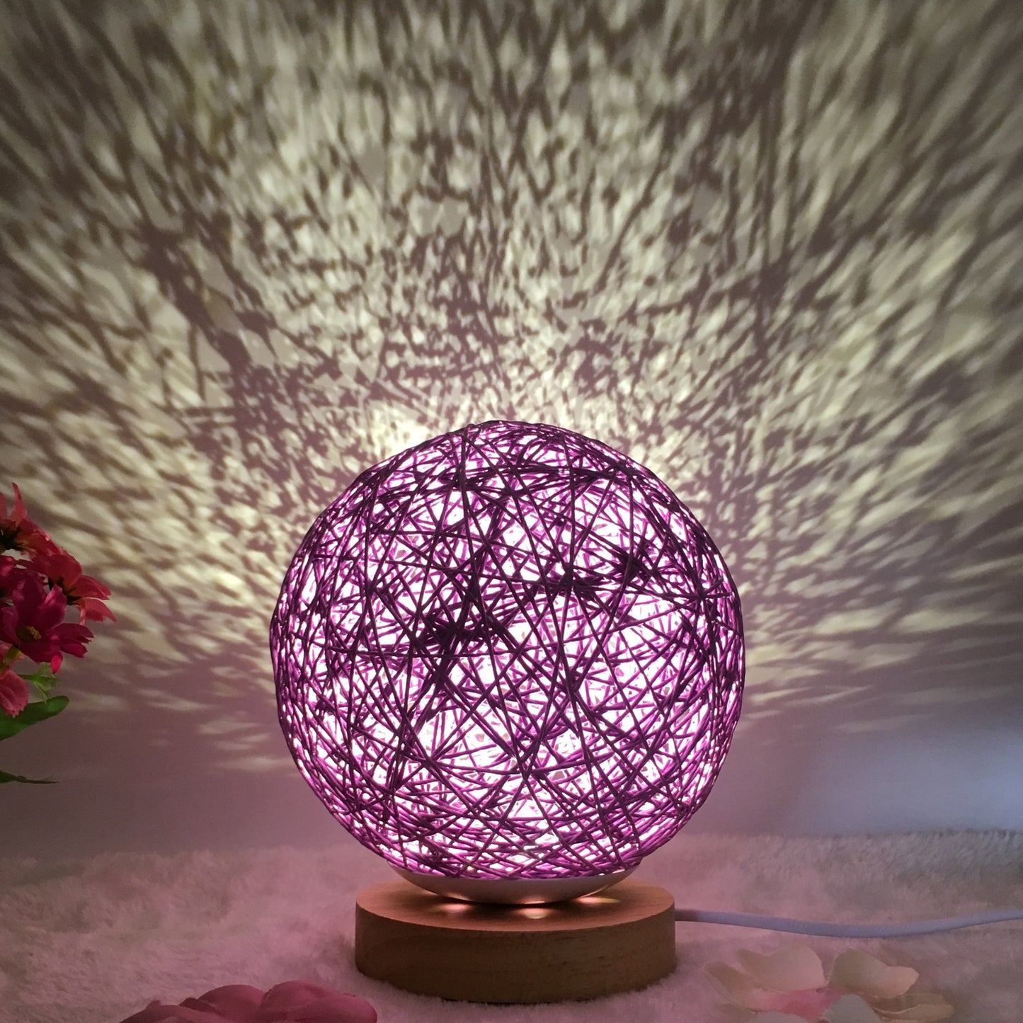 Amazon Hot säljning Creative linn Bordlampa Novel och Unik LED intelligent USB7 färg RGB16 färg fjärrkontroll Rattan Balla Lampa