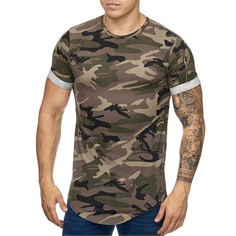 Herr T-shirt Camouflage Gradient Printing Casual Herr kortärmad T-shirt