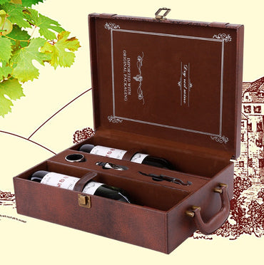 Creative Wine Box Läder Presentbox Handgjord Hem Kök Bar Tillbehör Inredning Lafite Vinhållare Vinförpackning Box Vänpresent