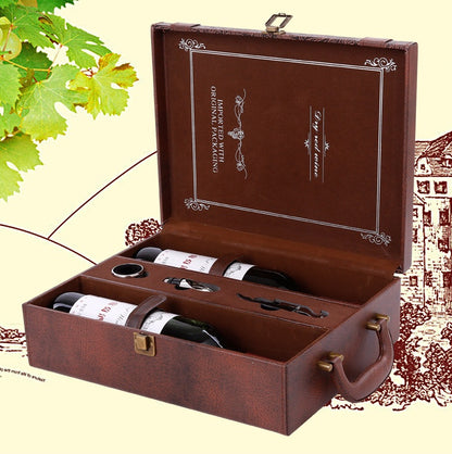 Creative Wine Box Läder Presentbox Handgjord Hem Kök Bar Tillbehör Inredning Lafite Vinhållare Vinförpackning Box Vänpresent