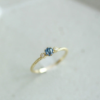 ROMAD Ocean Blue Rhinestone Rings Dam storlek 105 Guld Silver Finger Ringar för bröllopsförlovning Enkla Bohemian Rings