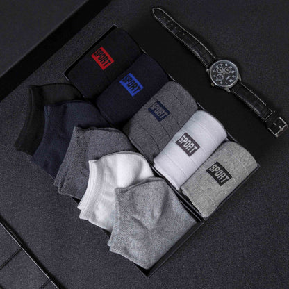 Ensemble de chaussettes respirantes pour hommes, 5 paires, en coton, mi-tube, absorbant la sueur, décontractées, tendance