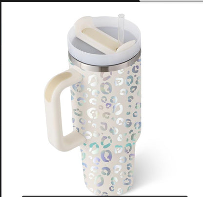 Tasse thermique de cadeau de saint valentin tasse d'isolation de café de paille de 40oz avec la poignée bouteille d'eau portative d'acier inoxydable de voiture tasse thermique sans BPA de voyage de grande capacité