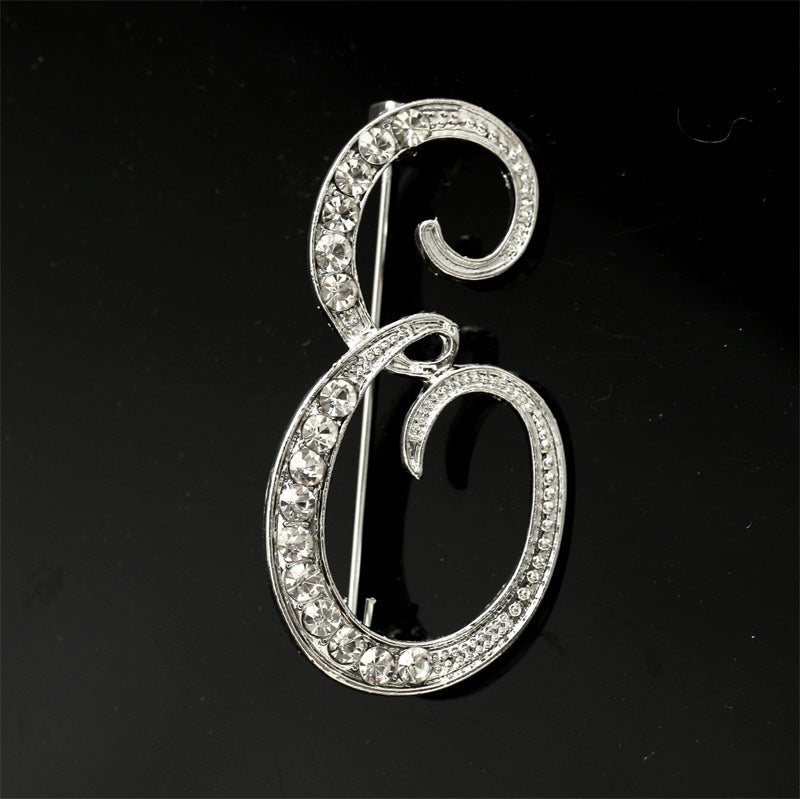 26 English Alphabet Brooches With Diamonds