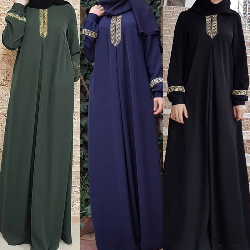 Robe longue musulmane Abaya Jilbab imprimée grande taille pour femmes