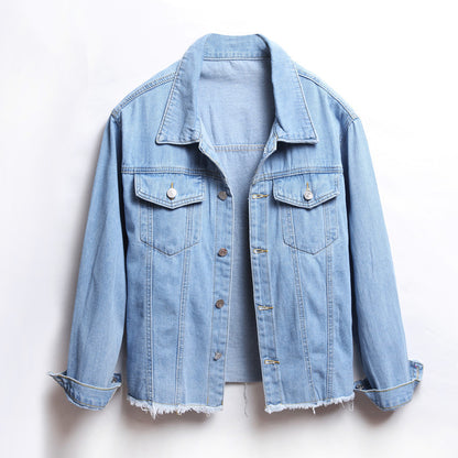 Kort Jacka ample effiloché en denim