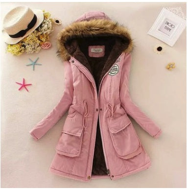 Thick Winter Jacket Women Large Size Long Section Hooded parka outerwear new fashion fur collar Slim padded cotton warm coat