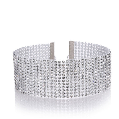 Mode Kvinnor Full Crystal strass tour de cou halsband Bröllop smycken tour de cou halsband pour kvinnor