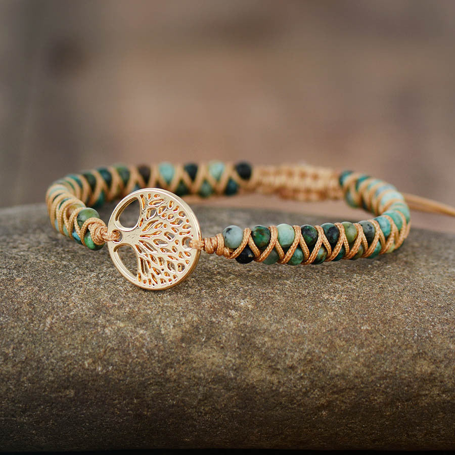 Natural stone hand-woven ladies bracelet