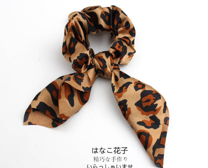 4st Leopard orm Floral Streamers Scrunchies kvinnor hår halsduk