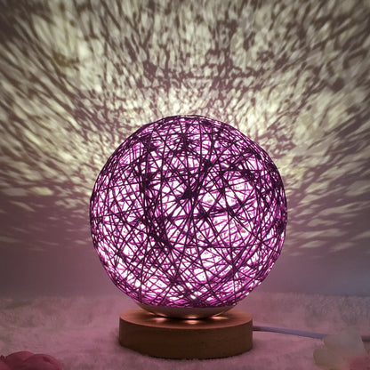 Amazon Hot säljning Creative linn Bordlampa Novel och Unik LED intelligent USB7 färg RGB16 färg fjärrkontroll Rattan Balla Lampa