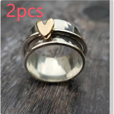 Simple Fashion Peach Heart Rotatable Decompression Ring