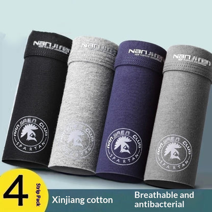 Pack Of 4 Mens Comfortable Breathable Cotton Boxer Briefs With  Prints