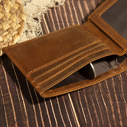 Men Wallet Horizontal Fashion Cephalic Layer Leather